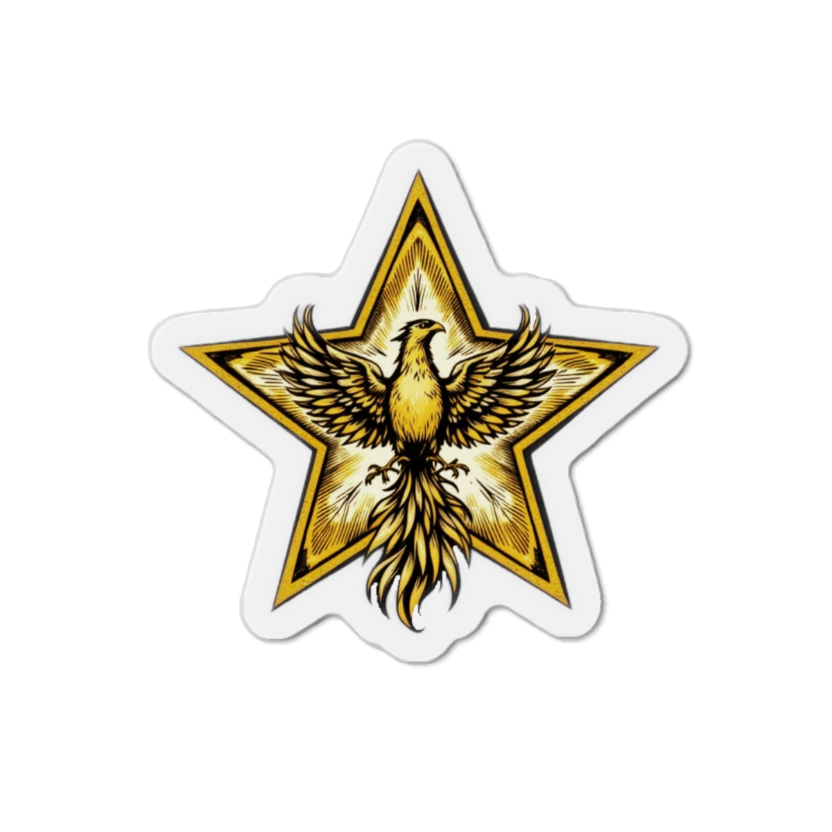 Die-Cut Magnet - Gold Star and Phoenix Bird Design