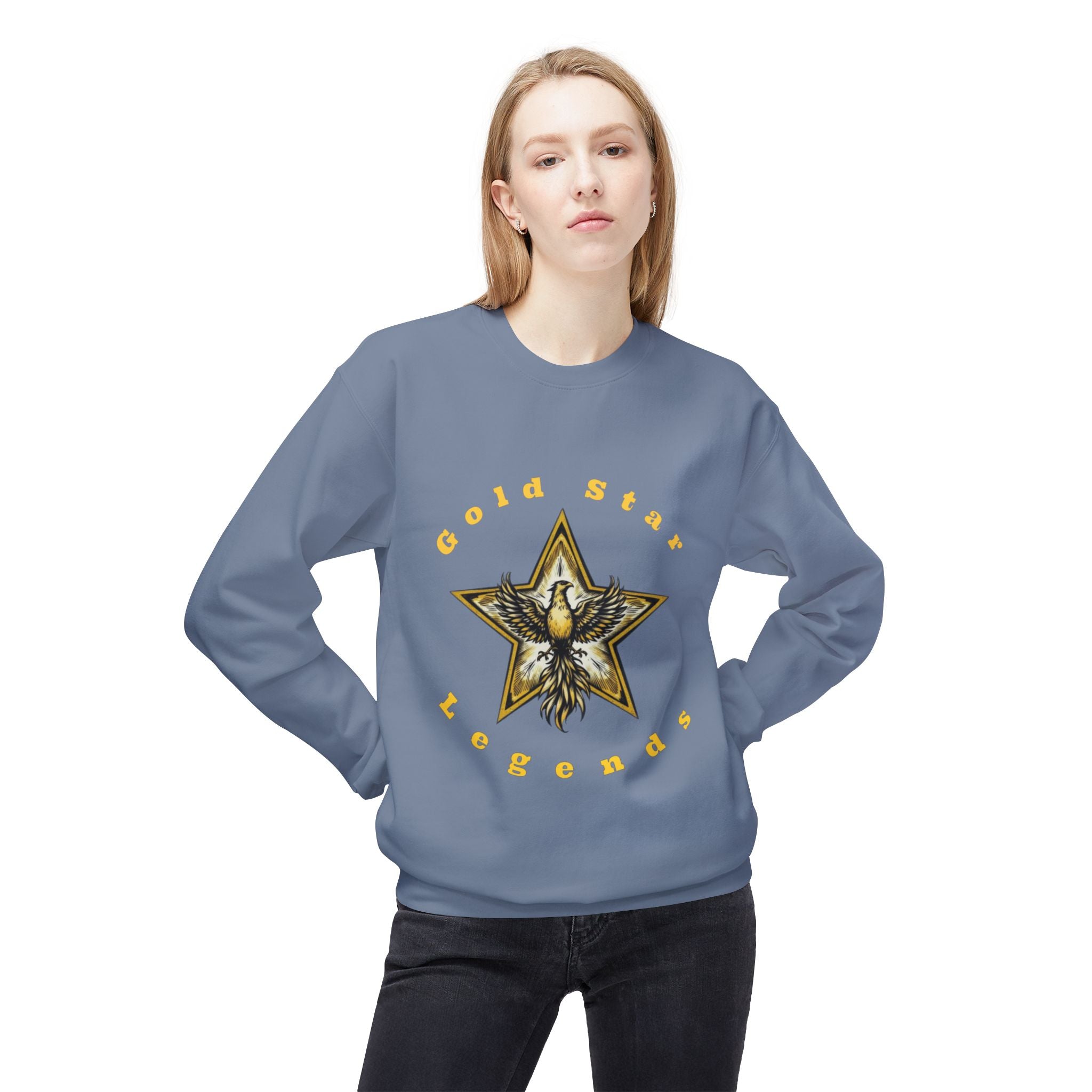 Gold Star Legends Men's Midweight Soft style Fleece Crewneck Sweatshirt