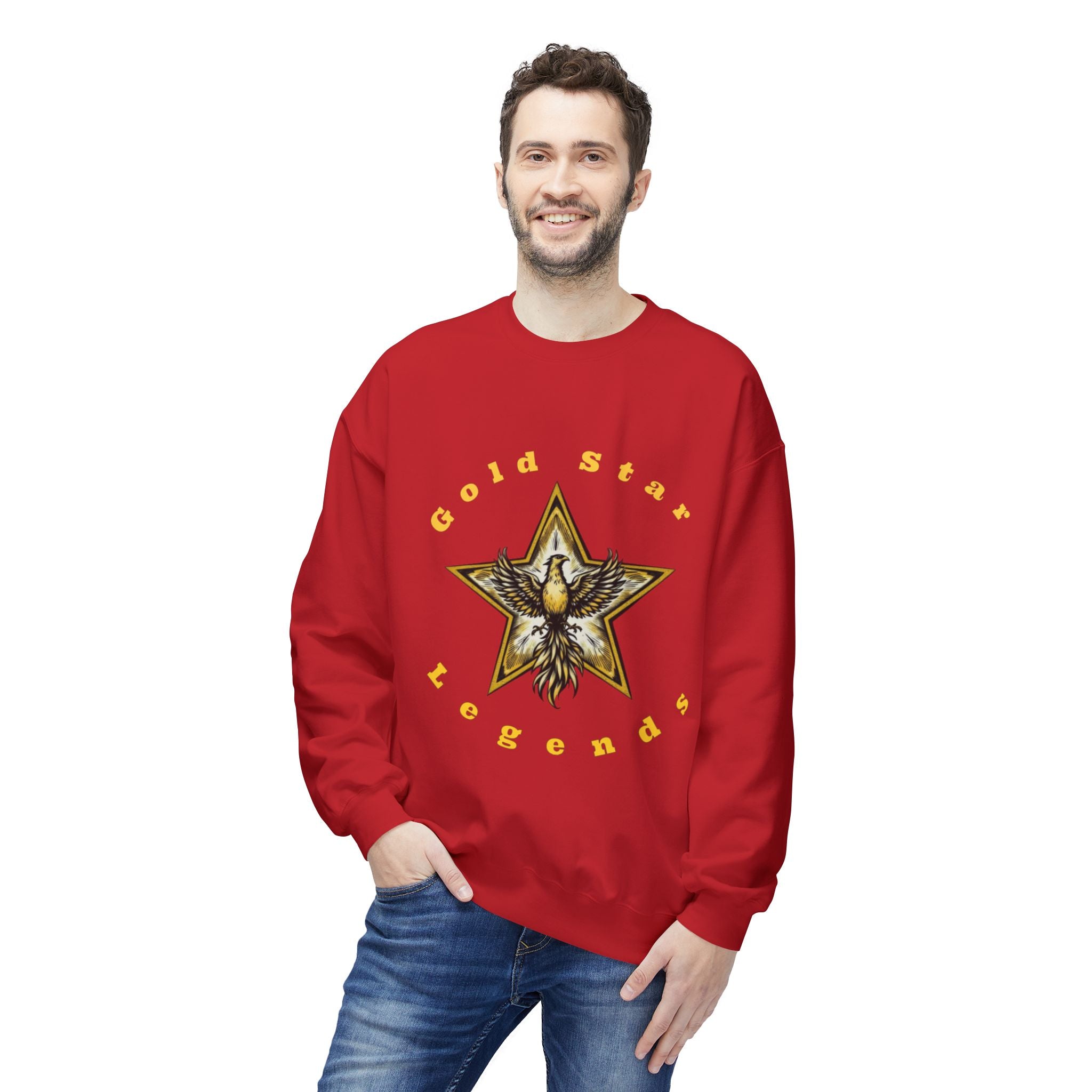Gold Star Legends Men's Midweight Soft style Fleece Crewneck Sweatshirt