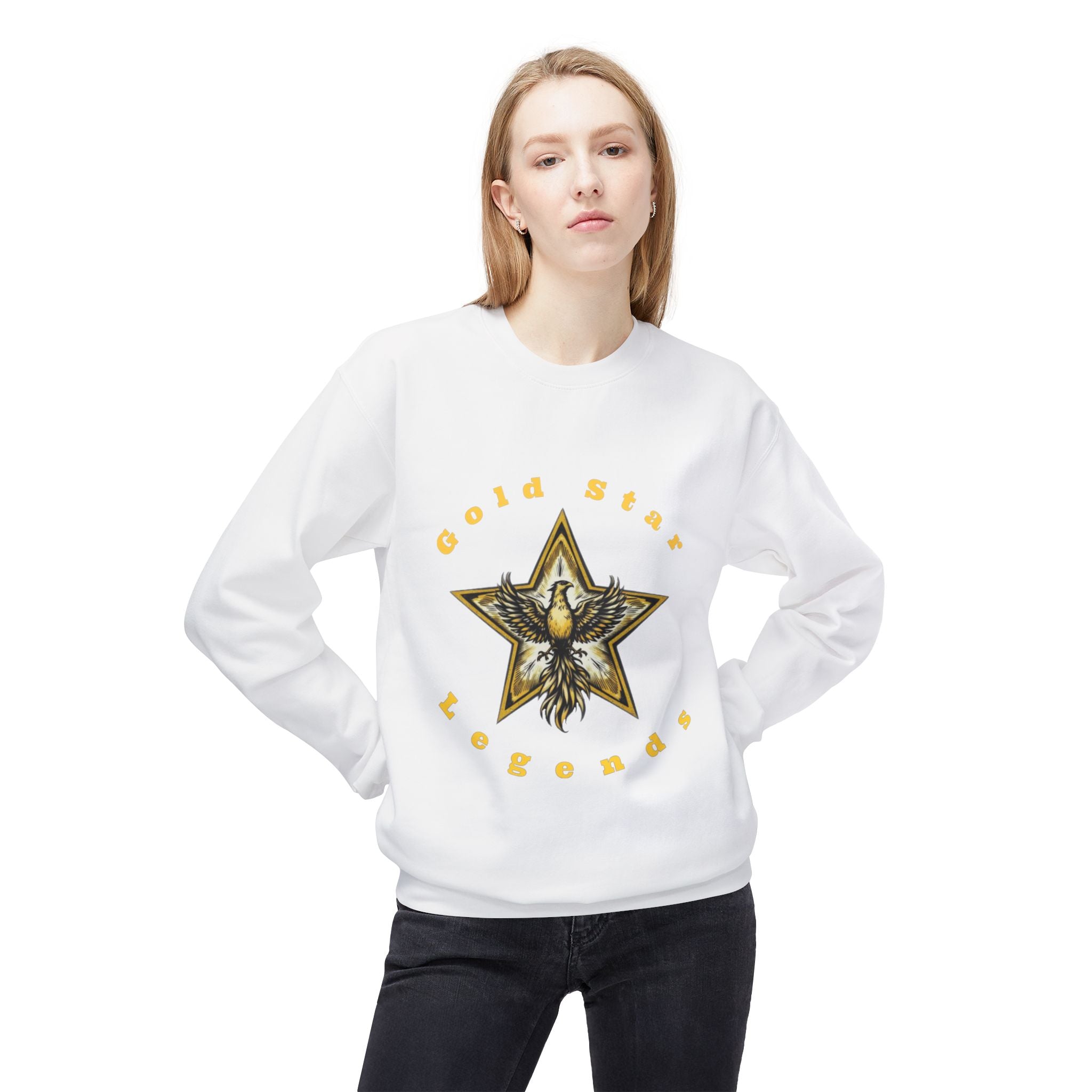 Gold Star Legends Men's Midweight Soft style Fleece Crewneck Sweatshirt
