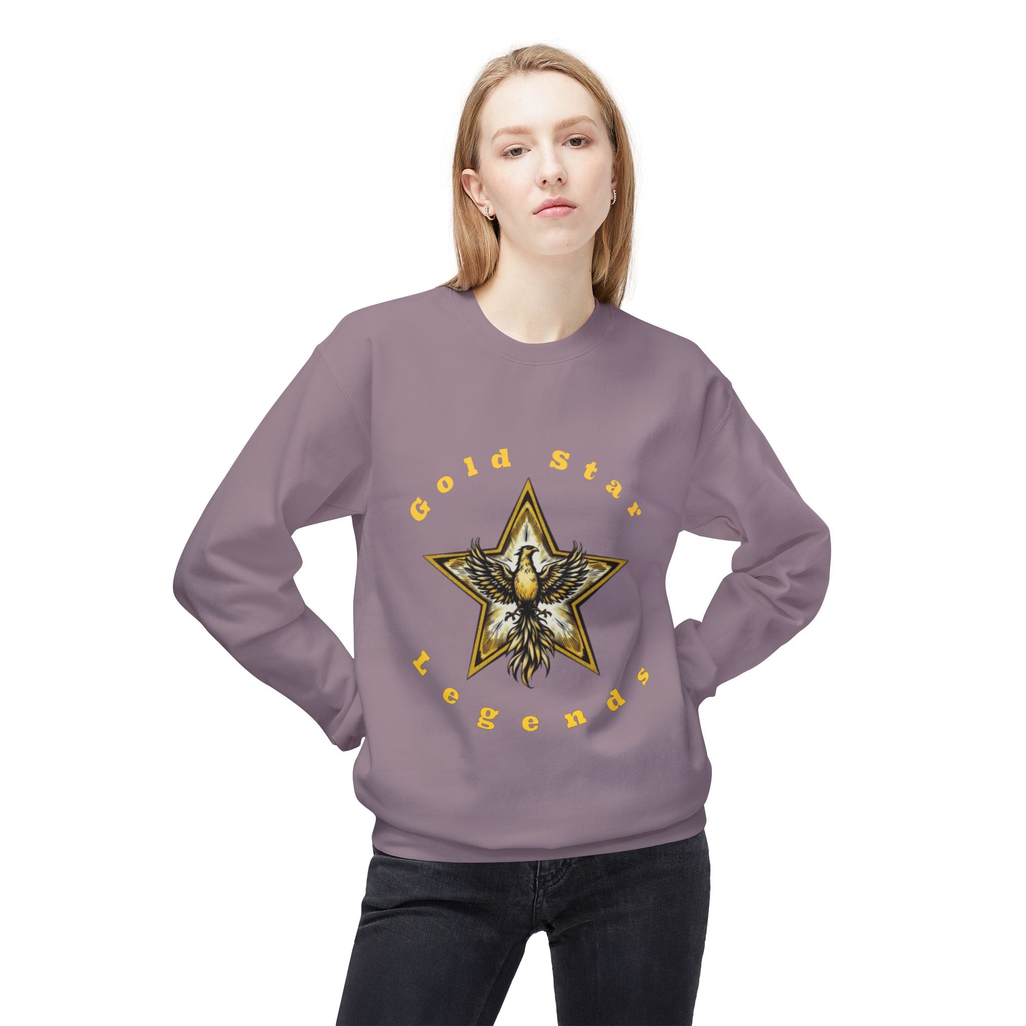 Gold Star Legends Men's Midweight Soft style Fleece Crewneck Sweatshirt