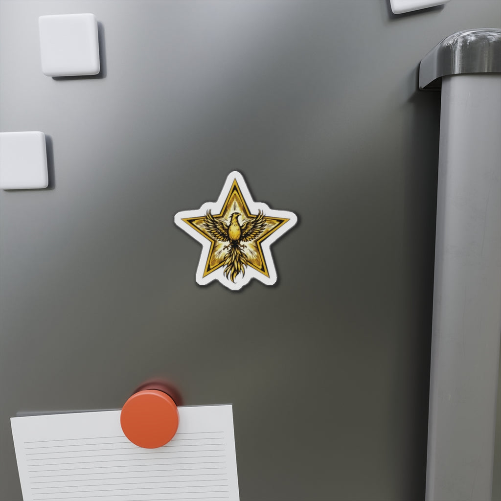 Die-Cut Magnet - Gold Star and Phoenix Bird Design