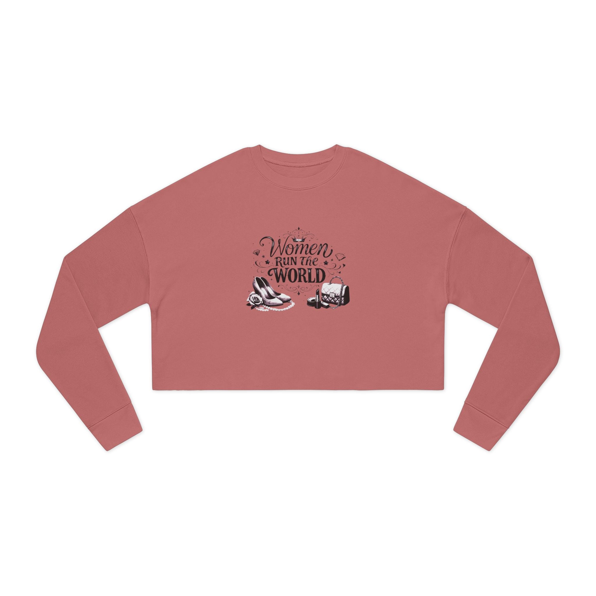Women's Cropped Sweatshirt — "Women Run the World" Feminist Crop Top
