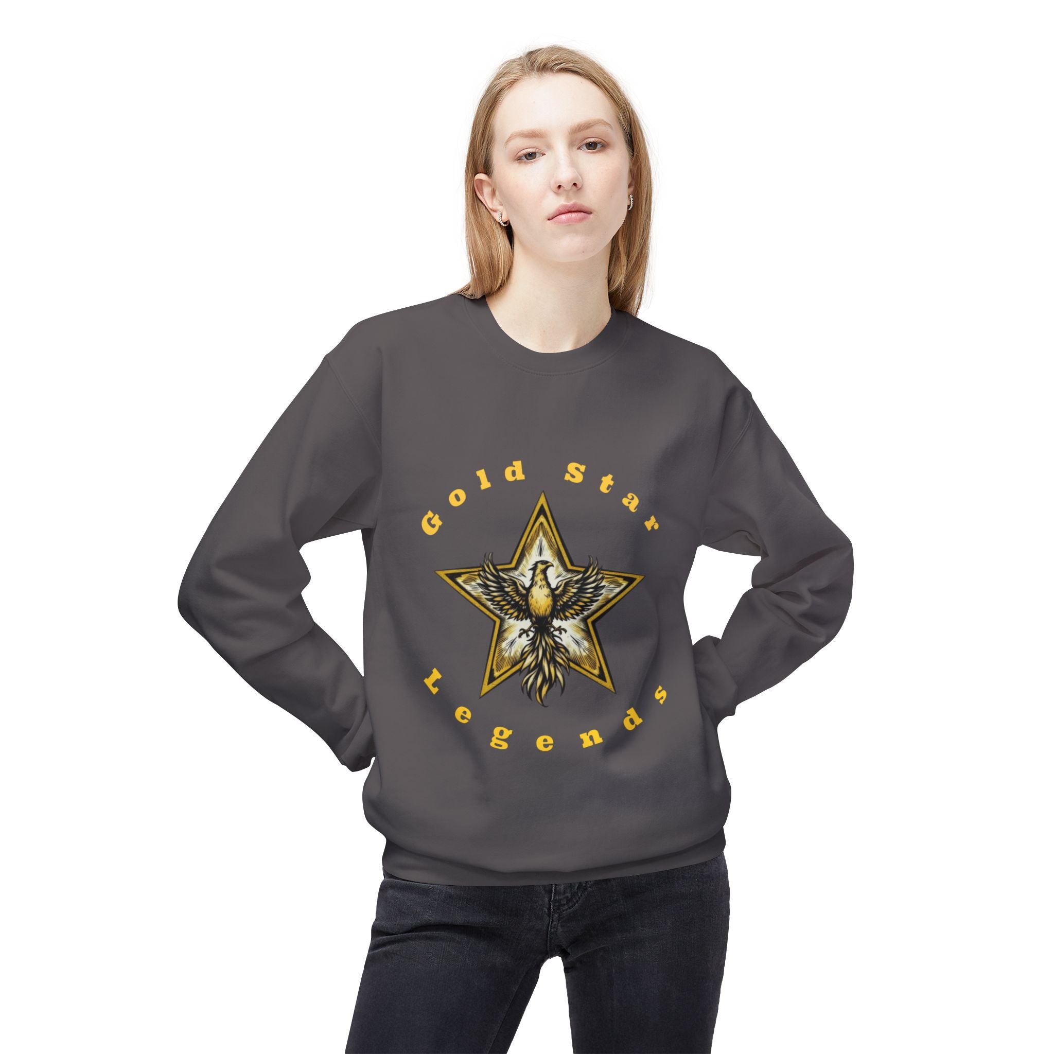 Gold Star Legends Men's Midweight Soft style Fleece Crewneck Sweatshirt